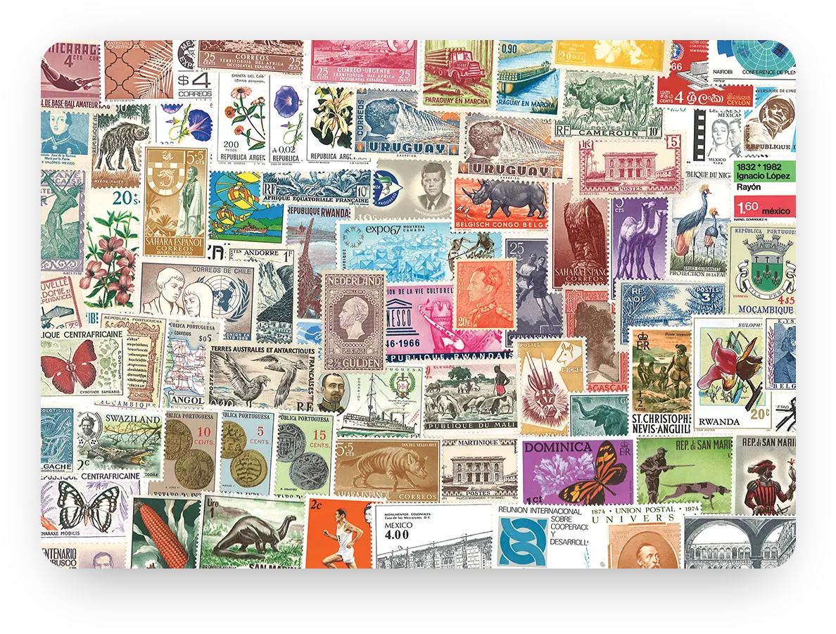 1000 Postzegels uit 100 Landen Verzameling