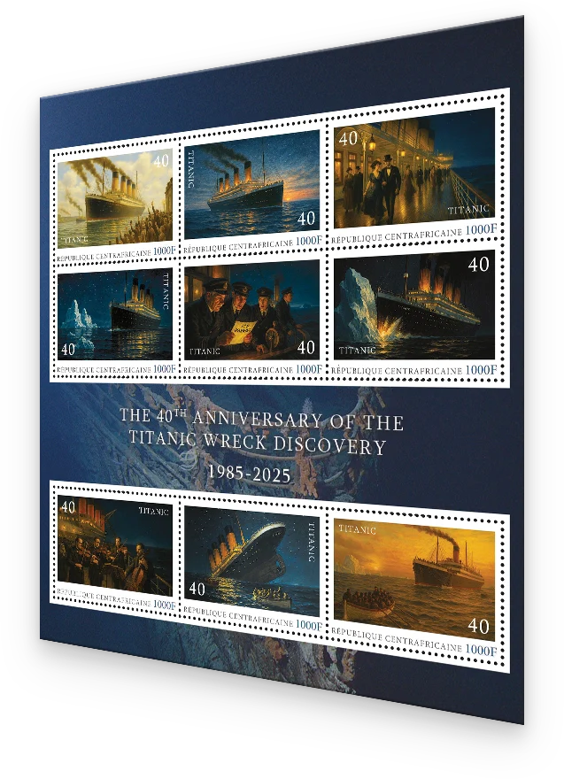 Internationaal Postzegelvel “The 40th Anniversary of the Titanic Wreck Discovery 1985-2025”