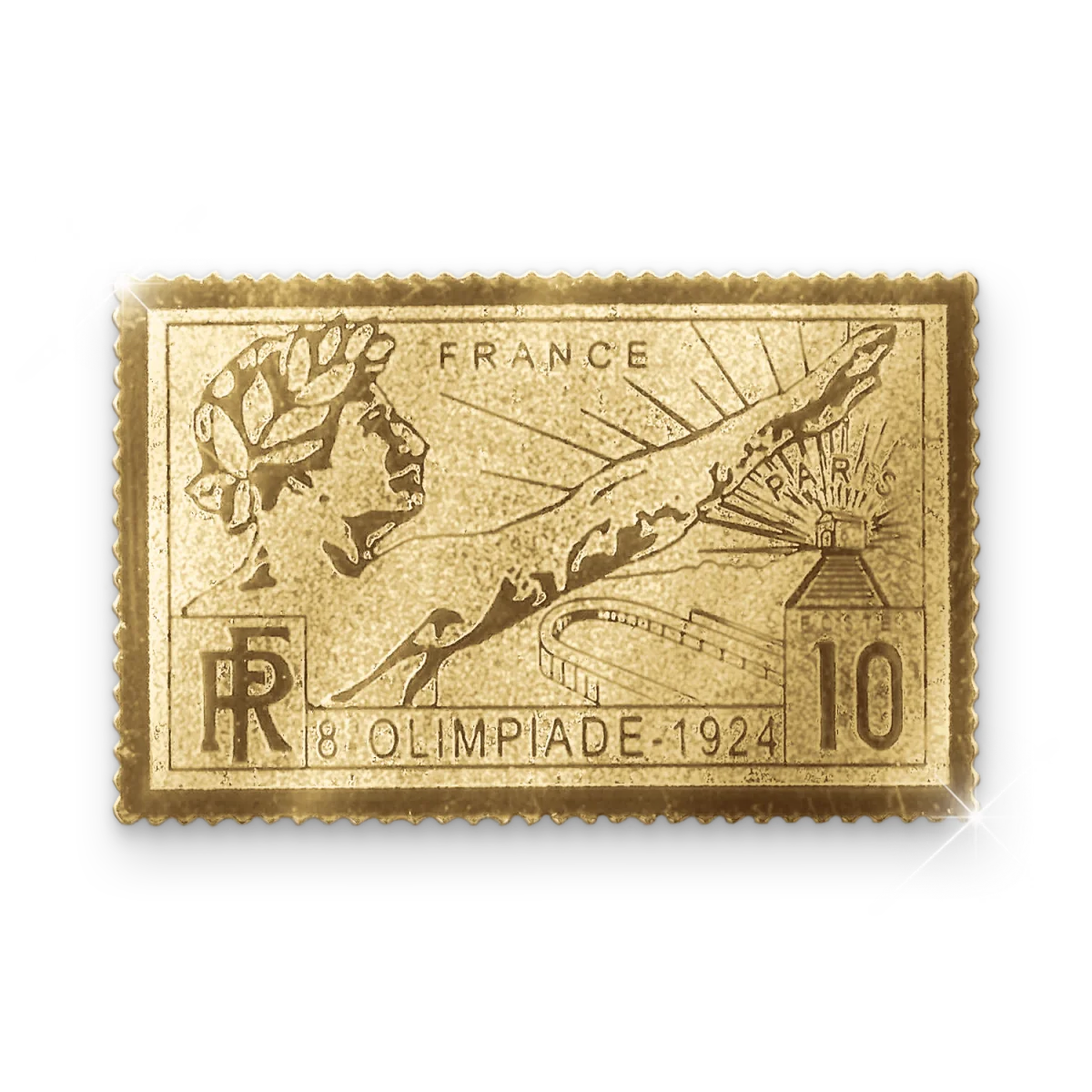 De vergulde 'Paris 1924 France' Herdenkingspostzegel - Edel Collecties
