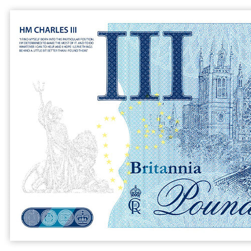 Het Officiële Koning Charles III ‘Britannia Pound’ Bankbiljet 2023 van Engeland