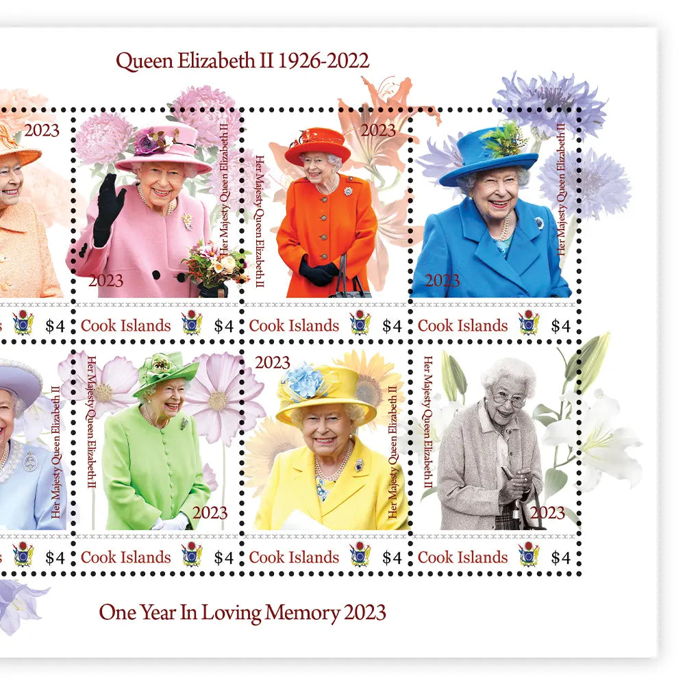 Het Officiële Postzegelvel “Her Majesty Queen Elizabeth II 1926-2022 One Year In Loving Memory 2023”