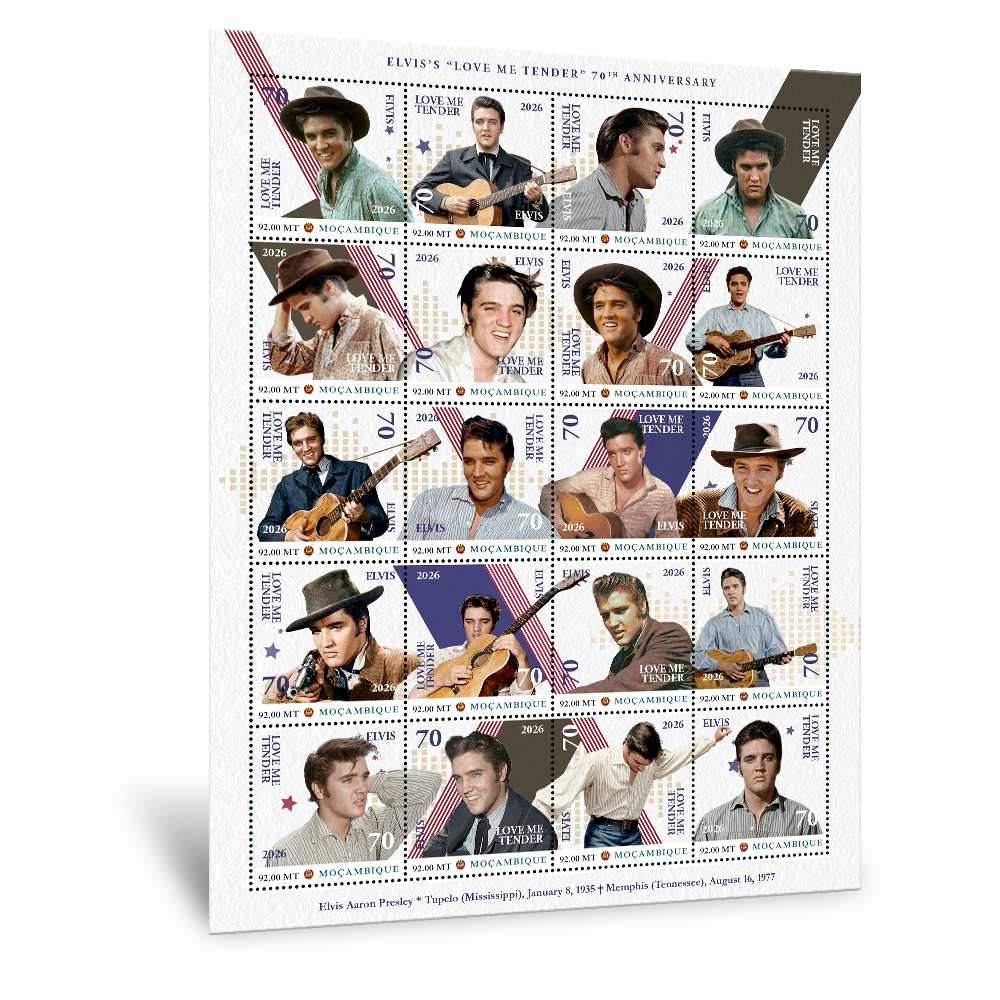 Postzegelvel "Elvis Love Me Tender 70th Anniversary 1956-2026"