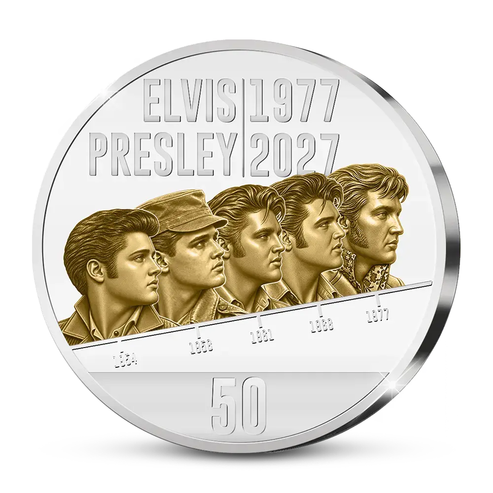 De USA herdenkingsuitgifte 2027  "Elvis Presley, The King of Rock ‘n Roll" 50 Jaar Herinnering 1977-2027
