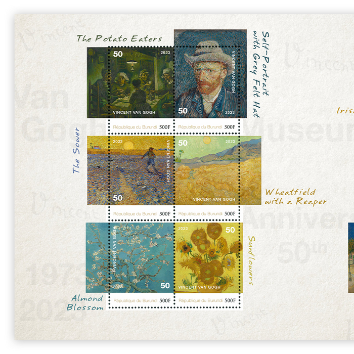 Het Officiële “Van Gogh Museum 50th Anniversary 1973-2023” Postzegelvel