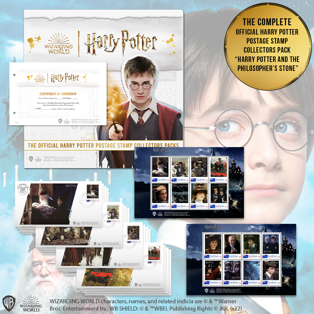 The Complete Official Harry Potter Postage Stamp Collectors Pack “Harry Potter and the Philosopher's Stone"