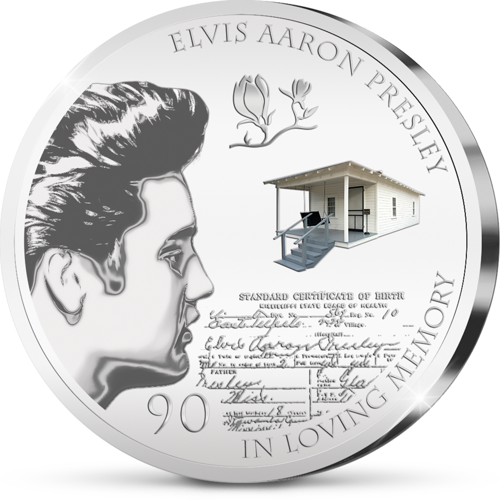 De verzilverde "Elvis’ 90th Birthday Anniversary” Herdenkingsuitgifte