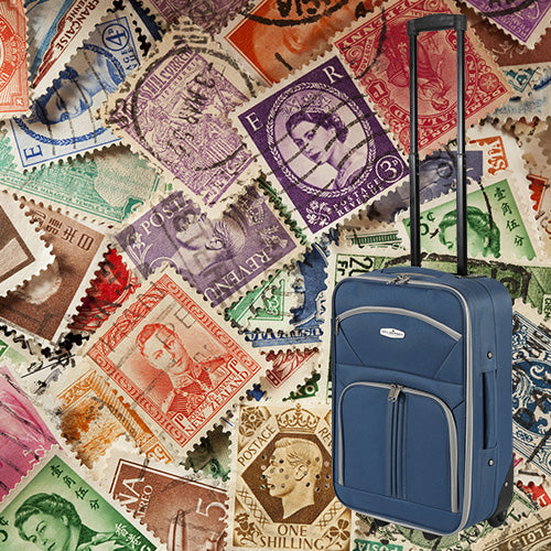 Spannende luxe koffer overvol met duizenden en duizenden postzegels uit alle delen van de wereld!