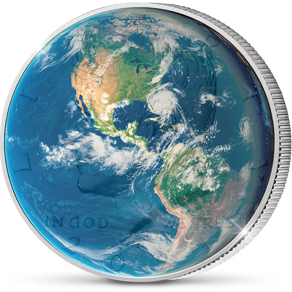 De verzilverde “Planet Earth” Kennedy Half Dollar van Amerika