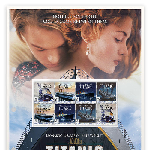 Titanic Het Officiële  “Titanic” Postzegelvel  t.g.v. het 25-jarig Film Jubileum