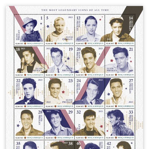 Het Officiële “Elvis Presley Levensweg” Postzegelvel - Edel Collecties